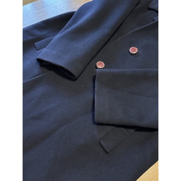 Shagmoor Blue Wool Long Jacket‎ 1900's Trench Coat Sz Measured VTG Designer - Picture 12 of 14